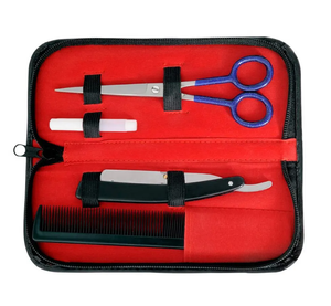 Kit de coiffure professionnel en acier inoxydable poli miroir avec ciseaux à effiler, ciseaux de coiffure et rasoir, avec peigne, en vente - Product Image 6