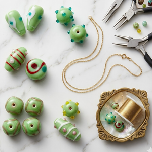 200 pièces de perles en verre turquoise faites à la main en gros |   Perles décoratives de différentes tailles et formes pour bijoux, bracelets et fournitures d'artisanat - Product Image 3