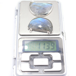 Labradorite Half Round Faceted Gemstone 925 Sterling Silver Bezel Silver Plated Pendant with Bail for Jewelry Making - Product Image 6