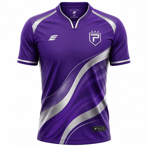 Maillot de baseball pour homme Elite, violet, sublimation, séchage rapide, polyester, motif géométrique, logo frontal, style pull-over - Product Image 1