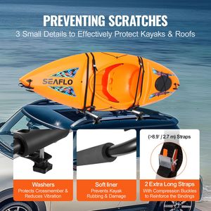 1 Paio di Supporti a J per Kayak da Tetto, Portaoggetti Morbido per Auto, per Tavole da Surf, Canoe, SUP, Sci Nautico - Product Image 6