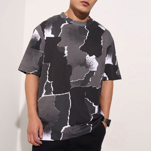 T-shirt 100% coton pour homme, coupe ample, imprimé, épaules tombantes, t-shirts de haute qualité, streetwear léger, t-shirts oversize pour homme - Product Image 1