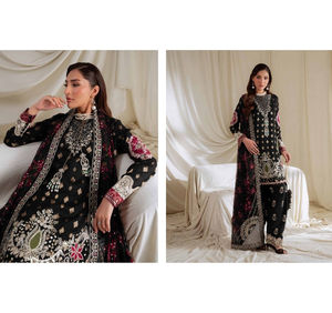 Ssumaira <b>Present</b> Omara festive <b>eid</b> collection by Nureh Embroidered Embellished silk & chiffon jacquard collection Anarkali - Product Image 3