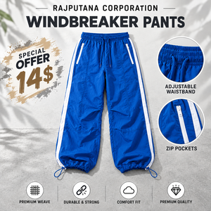 Pantalones Cortavientos para Mujer de Rajputana Corporation, Corte Holgado, Cintura Ajustable con Cordón, Pantalones Resistentes al Viento, 100% Nailon, para Senderismo y Uso Diario - Product Image 1