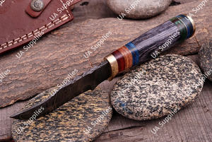 Cuchillo de Caza y Camping de Hoja Fija de Acero de Damasco Hecho a Mano Personalizado con Mango Ergonómico de Madera Pakka, Soporte OEM/ODM, Venta al por Mayor a Granel - Product Image 4