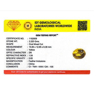 Natural Citrine Loose Stone 11.1 Carat Certified Fine Yellow Orange Raw Gemstone for Jewelry Making - Product Image 4