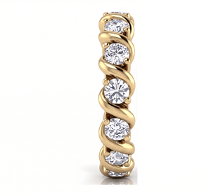 Bague d'éternité en diamant, taille brillant rond, bijoux fins classiques, bague de fiançailles - Product Image 1