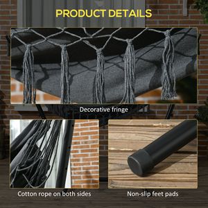 Sedia a dondolo amaca grigio scuro in vimini/metallo/tela con supporto e tasca laterale, poggiatesta per patio di hotel e uso esterno - Product Image 6