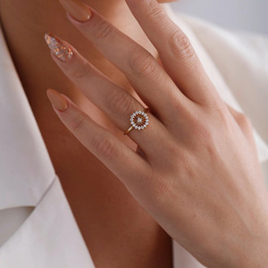 Yellow Gold Sunburst Lab Grown Diamond <b>Statement</b> <b>Ring</b> - Product Image 4