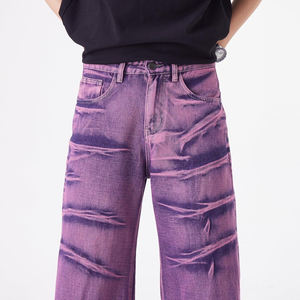 Jeans Anchos y Ligeros para Hombre, Cintura Media, Estilo Vintage, Ecológicos, Transpirables, Casuales, Oversize, Lavados - Product Image 5