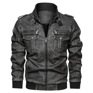 Chaqueta de Cuero para Hombre Tallas Grandes, Estilo Otoño Invierno 2026, Chaqueta de Motociclista con Cuello, Abrigo de Algodón, Chaqueta Moderna - Product Image 1