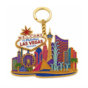 Wholesale <b>Custom</b> Soft Enamel Glitter Keychain - Metal Zinc Alloy Sparkle Keyring for Tourist Souvenir Gift OEM Service - Product Image 3