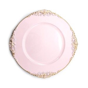 Assiette de service en métal blanc de style royal haut de gamme avec bord décoratif, idéale pour une table à manger, pour une mise en place de table élégante et luxueuse. - Product Image 6
