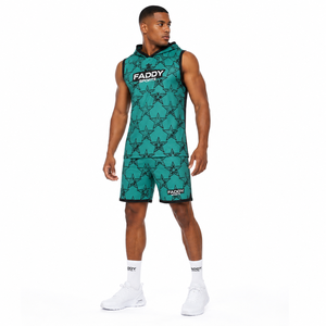 Tenue de football 7v7 personnalisée par sublimation : Maillot à capuche sans manches et short à séchage rapide pour l'entraînement des équipes de flag football jeunesse - Product Image 3