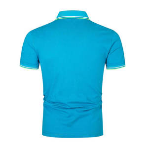Polo homme bicolore à manches courtes en coton tricoté, coupe classique, bleu gris marine. Polos homme unisexe, design uni. - Product Image 2