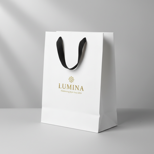 Handmade Recyclable Eco-Friendly <b>White</b> <b>Paper</b> Bags with Die Cut Handles for Luxury Promotion & Gift Packaging - Product Image 1