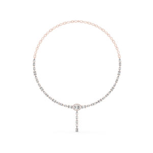 Collier de mariage en or blanc 14 carats avec diamants de laboratoire ovales/emarquises/en forme de poire |   Nouveau diamant cultivé - Product Image 3