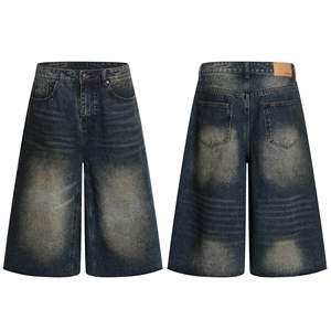 Shorts en jean personnalisés pour hommes, coupe décontractée, cinq poches, en denim extensible, vente en gros pour la distribution au détail - Product Image 5