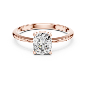 Bague de fiançailles solitaire en moissanite taille coussin - Finition or rose, couleur D, pureté VVS1, pour femme - Product Image 1