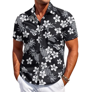 Chemise Hawaïenne en Satin de Coton de Haute Qualité, Impression Numérique, Manches Courtes, Décontractée, Col Revers, pour Hommes, Été - Product Image 6