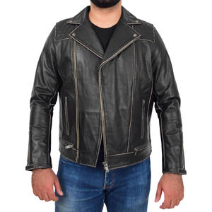 WINGS TRADERS Veste de motard en cuir d'agneau véritable, noire, haute qualité, nouveau design tendance, doublure en polyester, fourrure de renard - Product Image 1