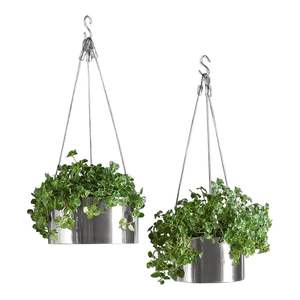 Maceta Colgante de Metal Plateado Pulido, Soporte para Plantas de Techo, Decoración Moderna para Hogar y Jardín, Alambre de Acero Elegante - Product Image 1
