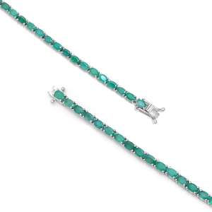 May Birthstone Emerald 3x5mm Oval <b>Charm</b> <b>Bangle</b> 925 Sterling Silver Handmade Dainty Vintage Luxury Gemstone Jewelry - Product Image 5