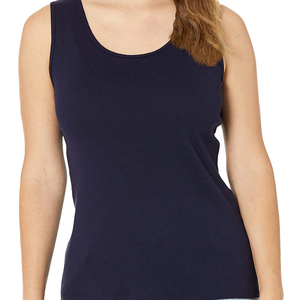 Women's <b>Navy</b> Sleeveless Tank <b>Top</b> Letter Print Scoop Neck Breathable Knitted Front Logo Casual Wear - Product Image 4