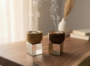 Modern Wooden Bakhoor Burner with Metal Bowl Luxury <b>Oud</b> Incense Burner Decorative Home Fragrance Holder Gift - Product Image 4