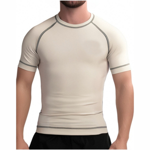 <b>Men's</b> Short Sleeve Rash Guard Quick Dry Anti-Bacterial Eco-Friendly Athletic <b>Swim</b> <b>Top</b> with UV Protection for Beach - Product Image 5