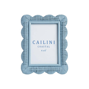 Aesthetic Coastal Blue Picture <b>Frame</b> <b>for</b> Home Decor Rattan Rectangle Picture <b>Frame</b> - Product Image 2