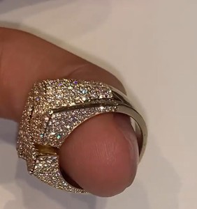 เครื่องประดับเงินแท้ 925 ชุบทอง 18K ประดับเพชรโมอิสซาไนต์ แหวนตัวอักษรสำหรับทุกเพศ สไตล์ฮิปฮอป - Product Image 5