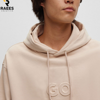 Sweat à capuche basique en mélange de coton, teint uni, avec impression en relief, fabriqué avec les meilleurs matériaux, pour homme