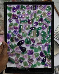 Lot de cabochons en fluorite naturelle, pierres précieuses polies en vrac, formes variées, pour la fabrication de bijoux, vente en gros - Product Image 1