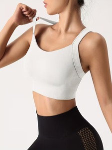 Women's Seamless <b>Cross</b> Back Sports Bra | Crisscross Strap Workout Crop <b>Top</b> | Nylon Spandex Padded Gym Fitness Activewear - Product Image 4