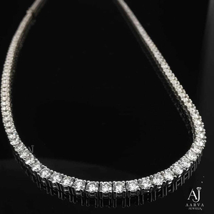 Collier Tennis Hip Hop en Moissanite de laboratoire plaqué or rose, coupe brillant ronde, entièrement serti de pierres, pour mariage, fête ou cadeau - Product Image 1