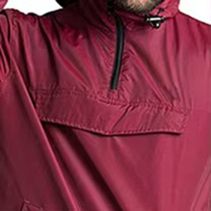 Men's <b>Burgundy</b> Hooded <b>Puffer</b> <b>Jacket</b> Windproof Zipper Casual Autumn Solid Color Polyester Coated Regular Fit - Product Image 4