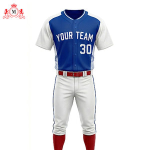 Men's Blue White Baseball Jersey With <b>Red</b> <b>Belt</b> And Pants Uniform Set Breathable Polyester Material For Adults - Product Image 2