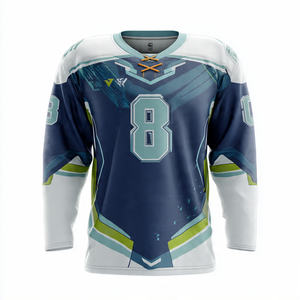 Maillot de hockey personnalisé au design tendance, 100% polyester, chemise de hockey sur glace, boutonnée, col en V, maillots de hockey sur glace unisexes - Product Image 6