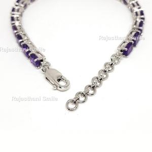 Pulsera de tenis de piedras preciosas de corte ovalado de plata esterlina 925, tamaño de piedra de 7x5mm - Product Image 3