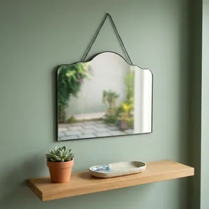 Miroir mural décoratif moderne ARTISAN DESIGN avec chaîne de suspension, bord ondulé, cadre en métal, pour salle de bain, coiffeuse, décoration intérieure - Product Image 2