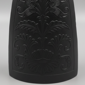 Luxury Embossed <b>Matte</b> Black Metal Flower Vase Elegant Floral Pattern Handcrafted Home Decor <b>Table</b> Centerpiece Single Unit - Product Image 5