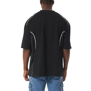 Camiseta Deportiva para Hombre, Personalizada con Logotipo, Paneles en Contraste, Corte Holgado, Tela de Jersey de Algodón - Product Image 3