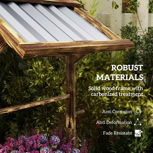 Fioriera Esagonale Rialzata in Legno con Tettoia Zincata, Vaso per Giardino e Fioriere, Colore Beige - Product Image 4