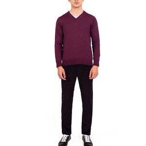 Custom <b>Wool</b> Cotton Knit <b>Sweater</b> Long Sleeve Pullover <b>Men's</b> Clothing Solid Color Breathable Quick Dry Winter V Neck <b>Men</b> <b>Sweaters</b> - Product Image 2