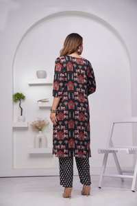 Conjunto Étnico de 3 Piezas en Rayón Estampado para Mujer, Suministro al por Mayor al Mejor Precio - Product Image 5