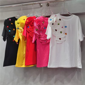 Venta al por mayor para boutiques: Nueva colección de verano 2026, camiseta de poliéster de lona de corte regular, versátil, informal, de manga corta y cuello dulce, a la moda. - Product Image 1