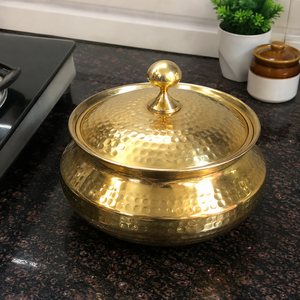 100% Pure Copper Hammered Handi <b>Pot</b> with Lid 1.6L Traditional Indian Cooking Serving Bowl Cookware <b>for</b> Hotel Restaurant Catering - Product Image 4