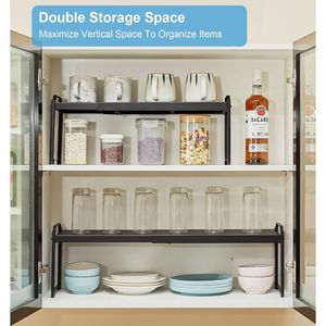 Expandable Countertop <b>Shelves</b> <b>for</b> <b>Kitchen</b> Cabinet Storage Pack of Stackable Organizers - Product Image 5
