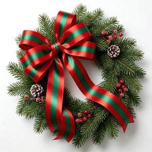 Cinta de Raso Satinada de 25mm con Franja Central Roja y Verde para Envolver Regalos de Navidad, Lazos de Floristería, Decoración de Fiestas y Embalaje al por Mayor - Product Image 5